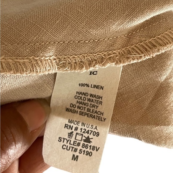 I.C. Collection by Connie K Lagenlook Asymmetrical Hem Tie Pocket Linen Dress - Picture 10 of 10